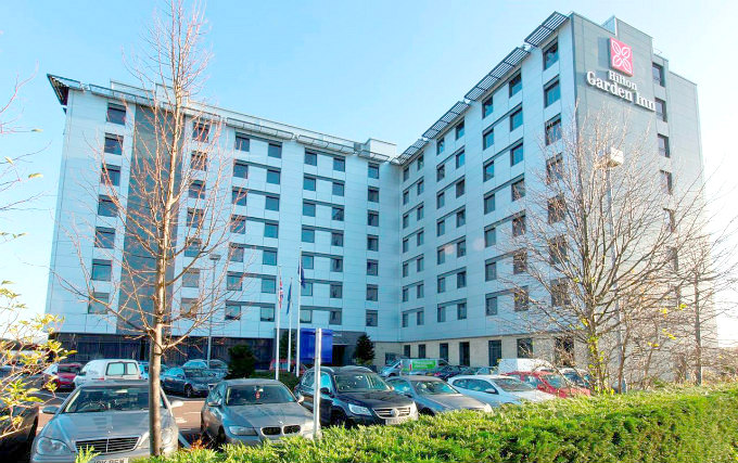 The entrance area at the Hilton Garden Inn London Heathrow Airport